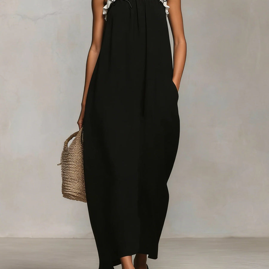 Mirelle | Colour Block Maxi Dress with Fine Straps