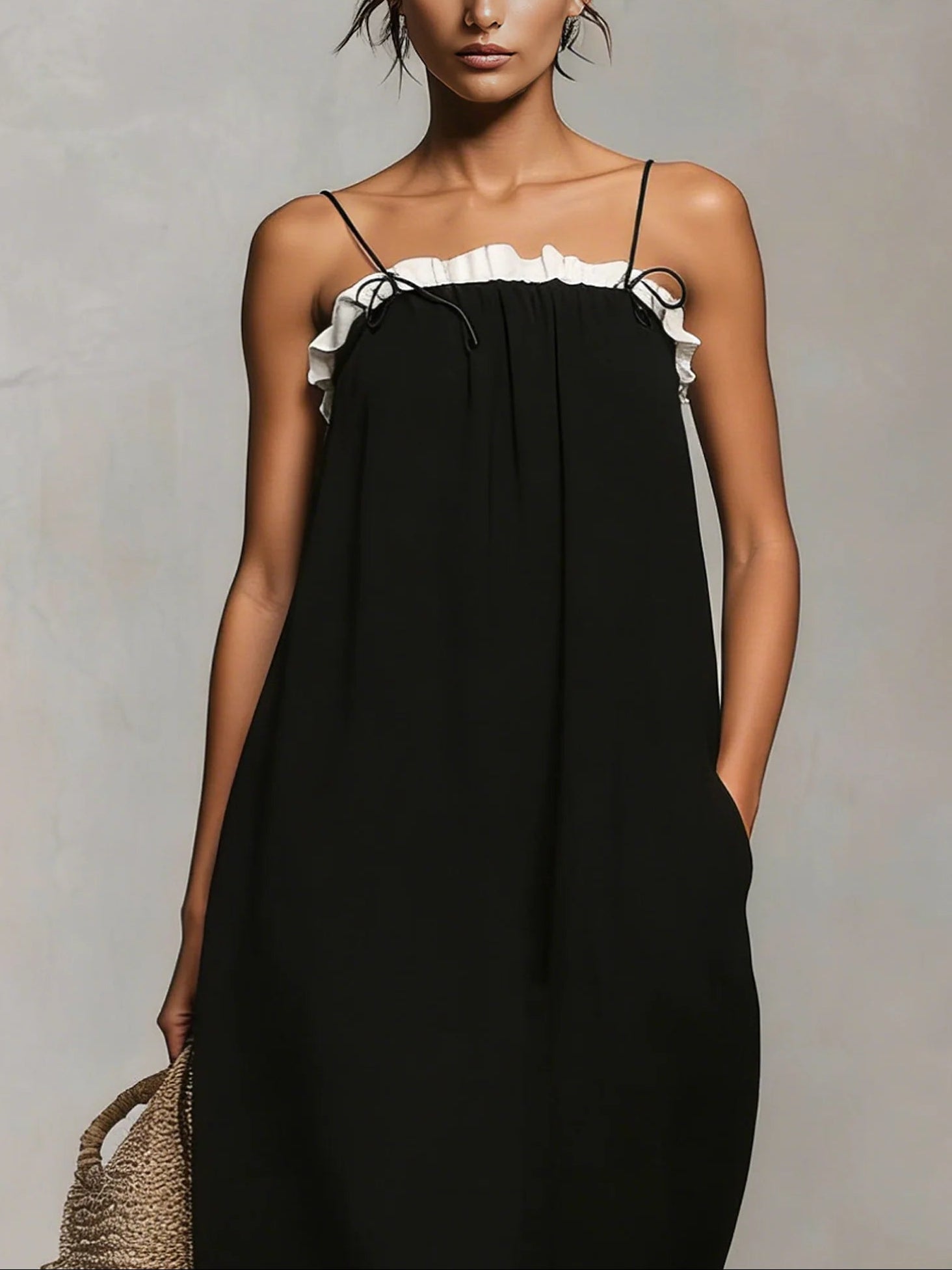 Mirelle | Colour Block Maxi Dress with Fine Straps