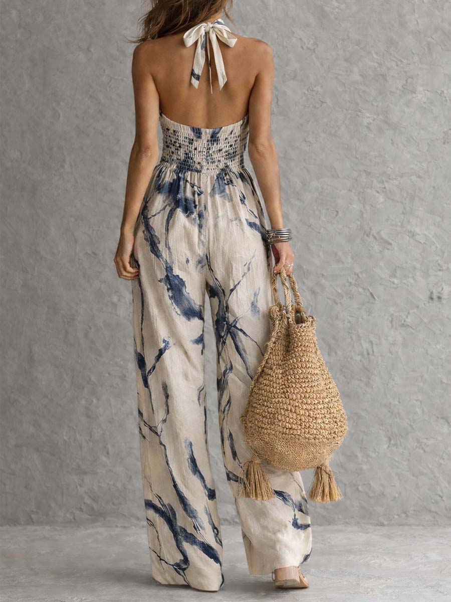 Hanabi | Ink Wash Print Wide-Leg Jumpsuit
