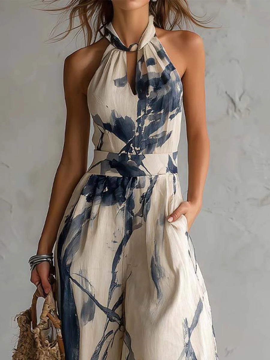 Hanabi | Ink Wash Print Wide-Leg Jumpsuit