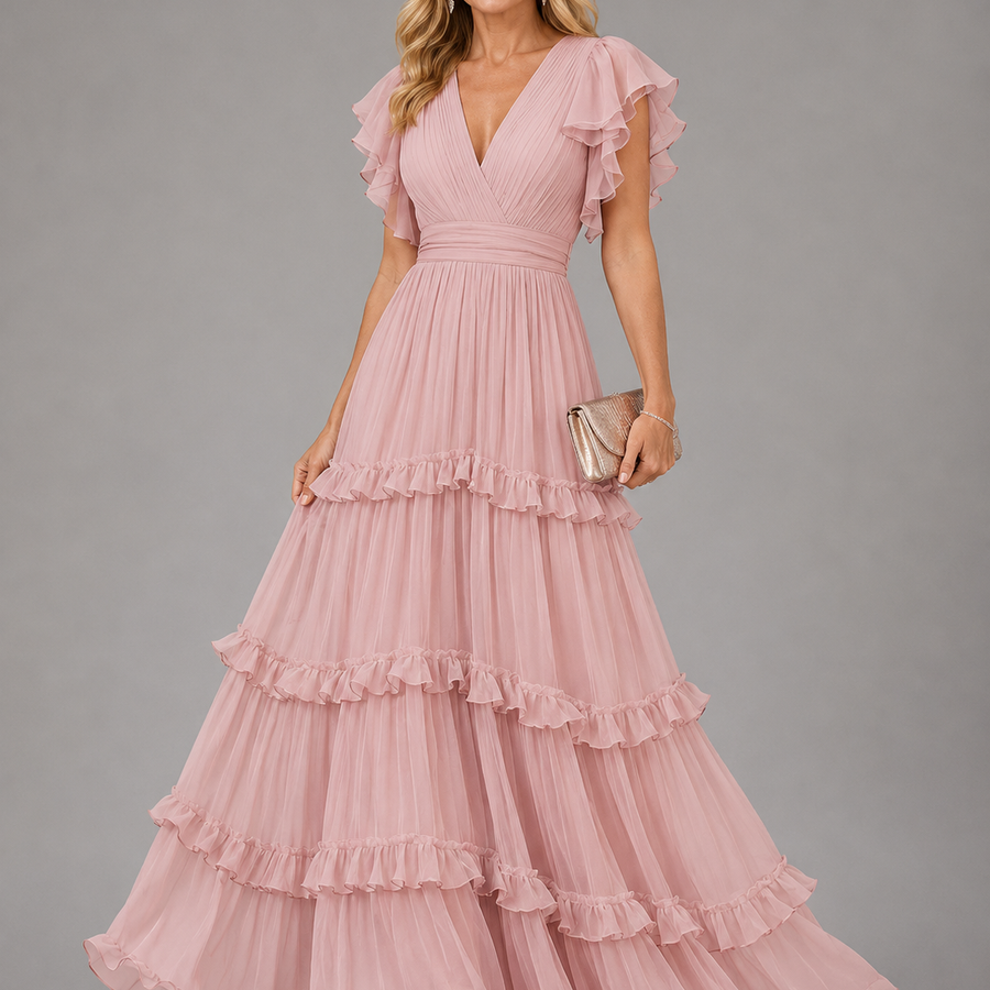 Zoe | Light Pink Elegant Wedding Maxi Dress