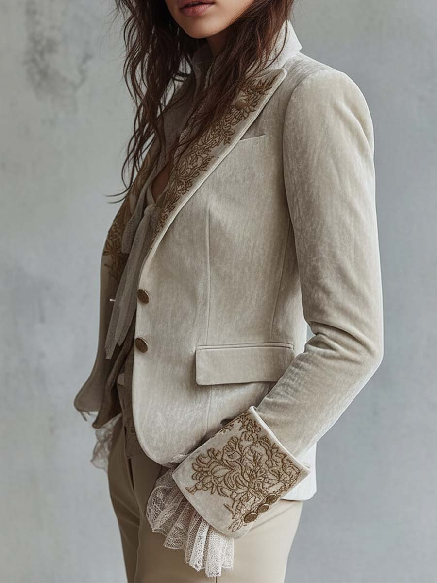 Cordelia | Ivory Embroidered Tailored Blazer