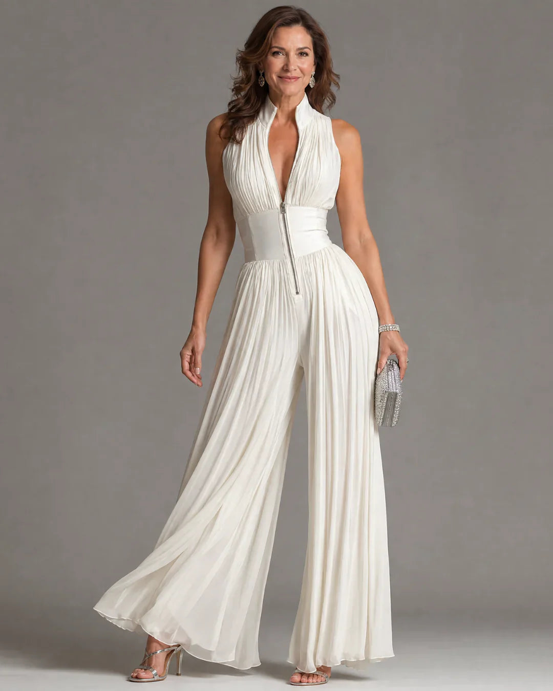 Lara • Pleated Jumpsuit with Zipper