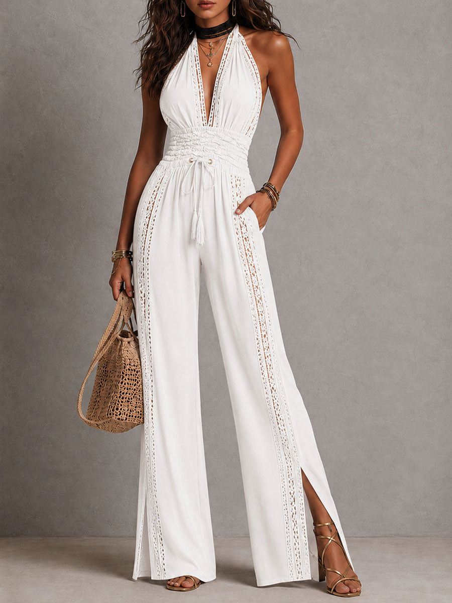 Diane | Boho Lace Wide-Leg Jumpsuit
