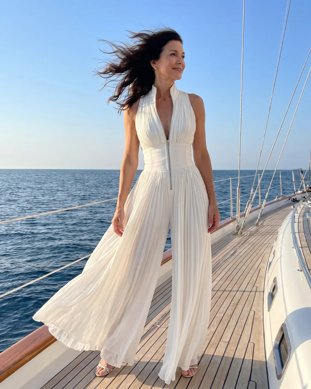 Lara • Pleated Jumpsuit with Zipper