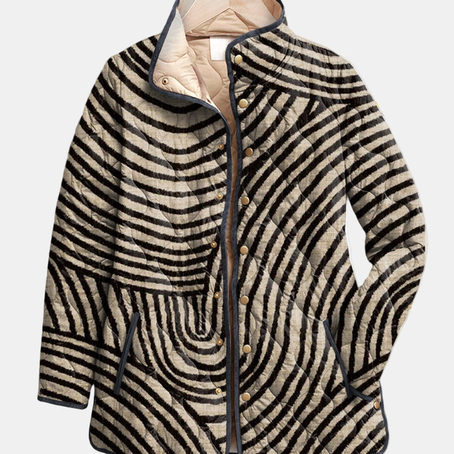 Inaya | Retro Hand-Drawn Circle Design Quilted Jacket