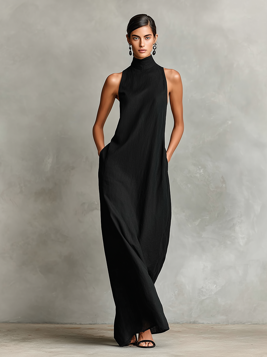 Macarena • Minimalist Black Long Dress
