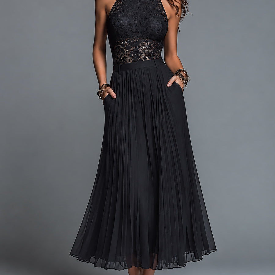 Colette | Lace Top and Pleated Skirt Set