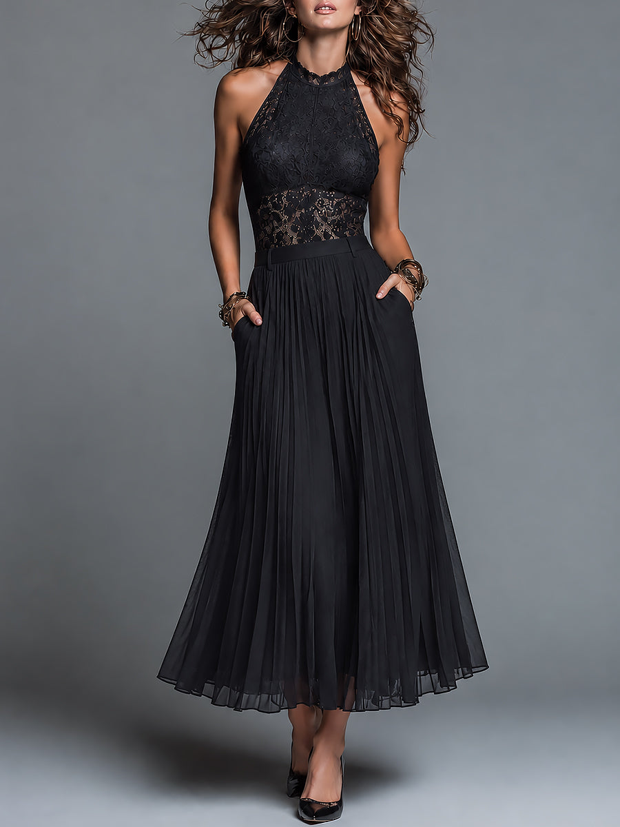 Colette | Lace Top and Pleated Skirt Set