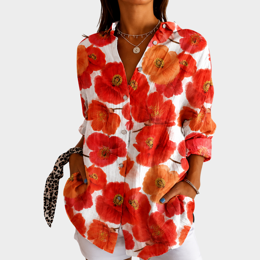 Red Poppy Field Blouse