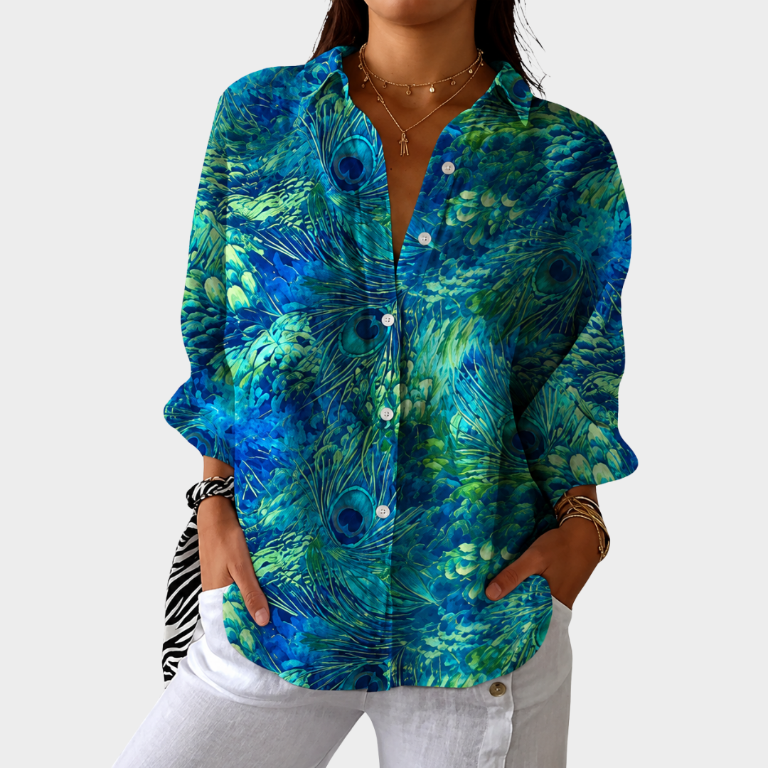 Peacock Swirl Art Blouse