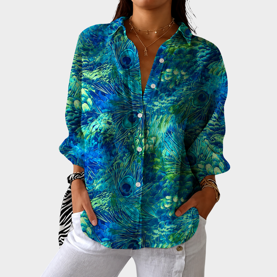 Peacock Swirl Art Blouse