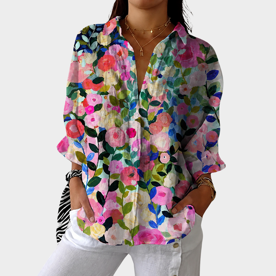 Midnight Painted Floral Blouse