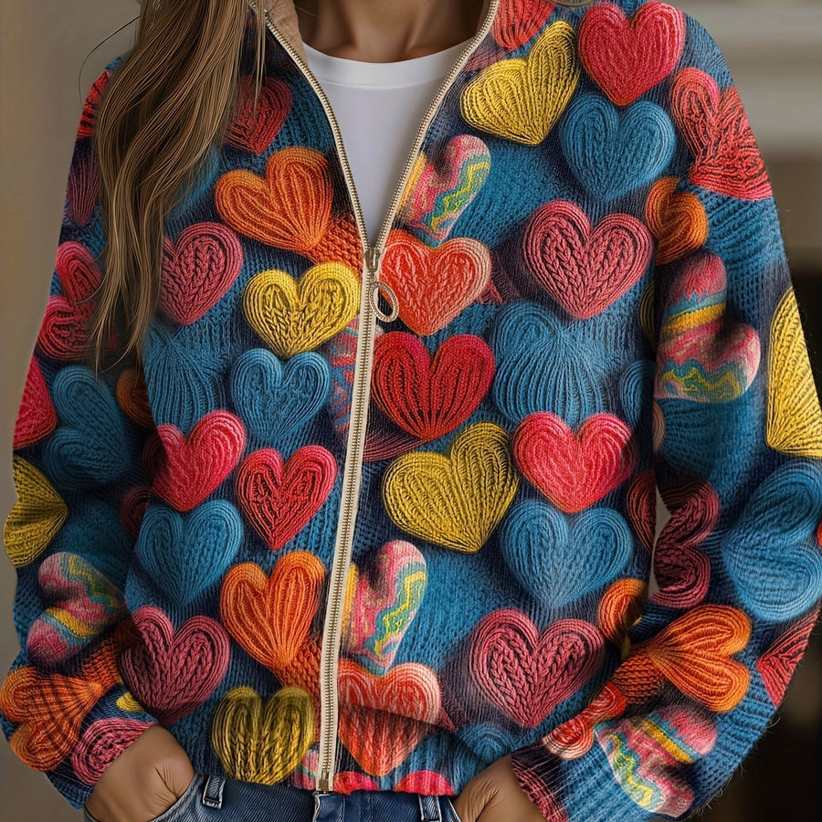 Valentine™ | Multicoloured Hearts Textured Knit Pattern