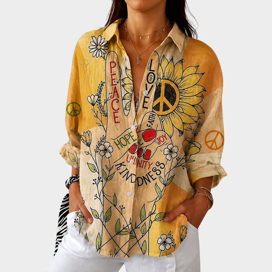 Sunflower Peace Doodle Blouse