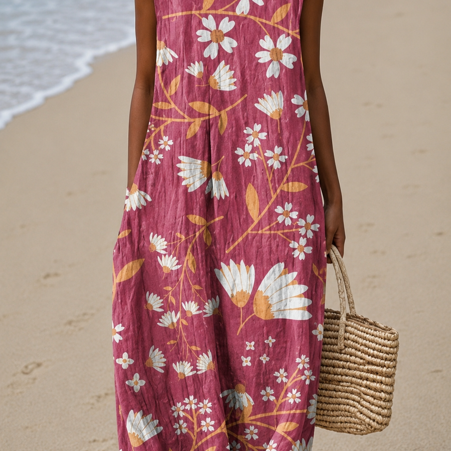 Charlotte - Women's Sleeveless Printed Midi Casual Dress