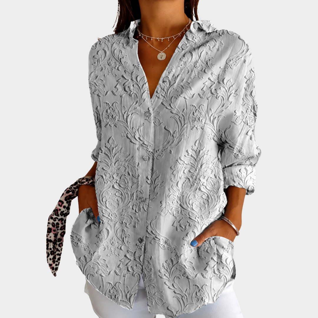 Ivory Textured Jacquard Blouse