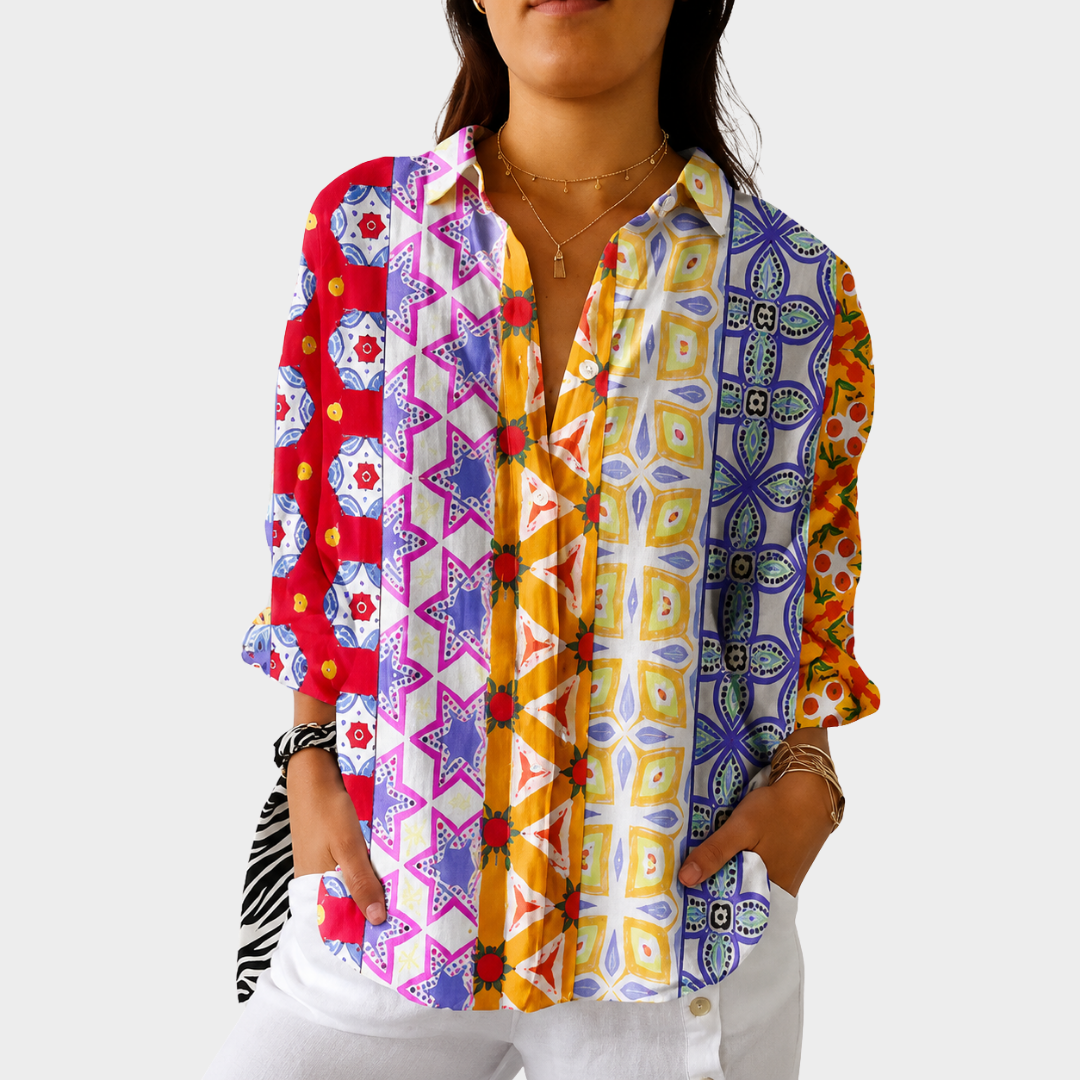 Folk Geometry Patchwork Blouse