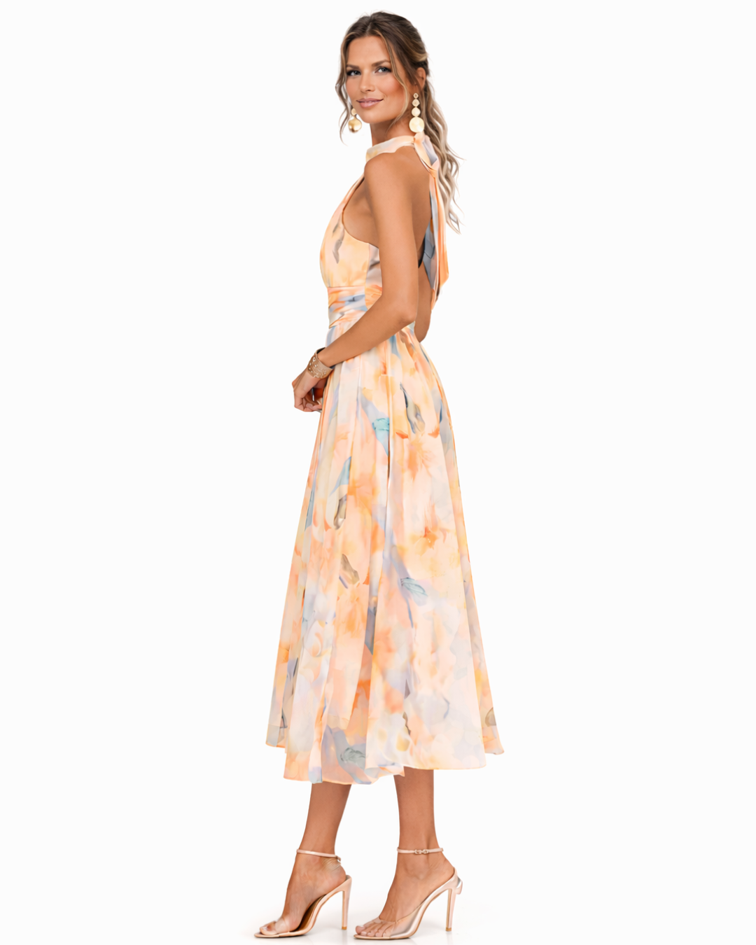 Aurora | Halter Neck Dress with Watercolour Print