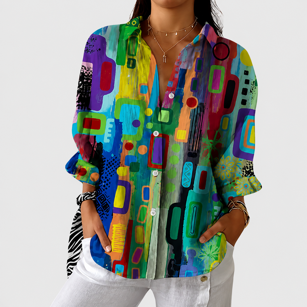 Bold Abstract Color Blouse