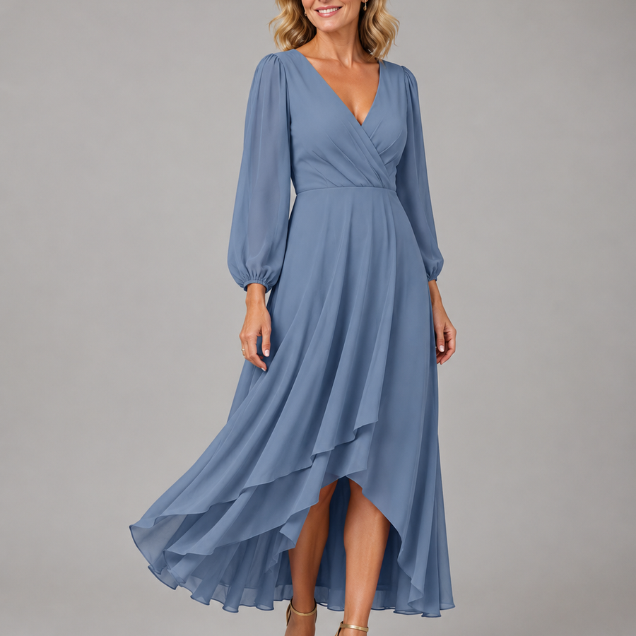 Mia™ | Elegant V-neck Long Dress