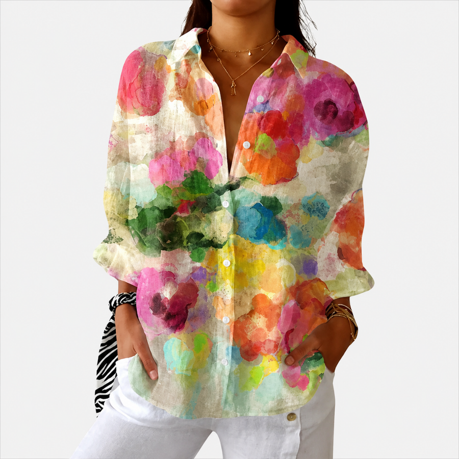 Watercolor Bloom Splash Blouse