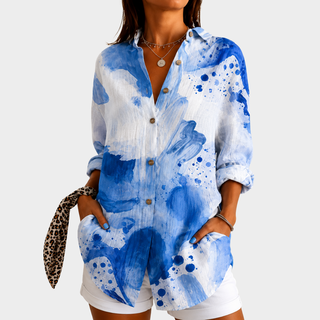 Coastal Watercolor Breeze Blouse