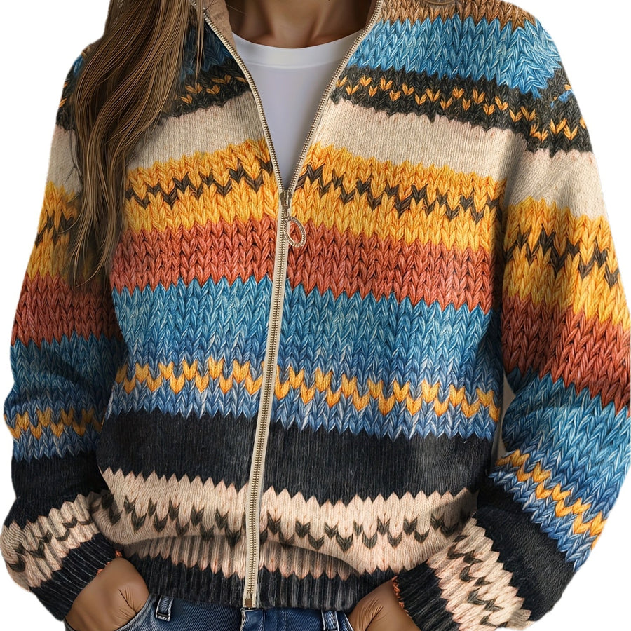 Beatrix | Zigzag Striped Knit Cardigan