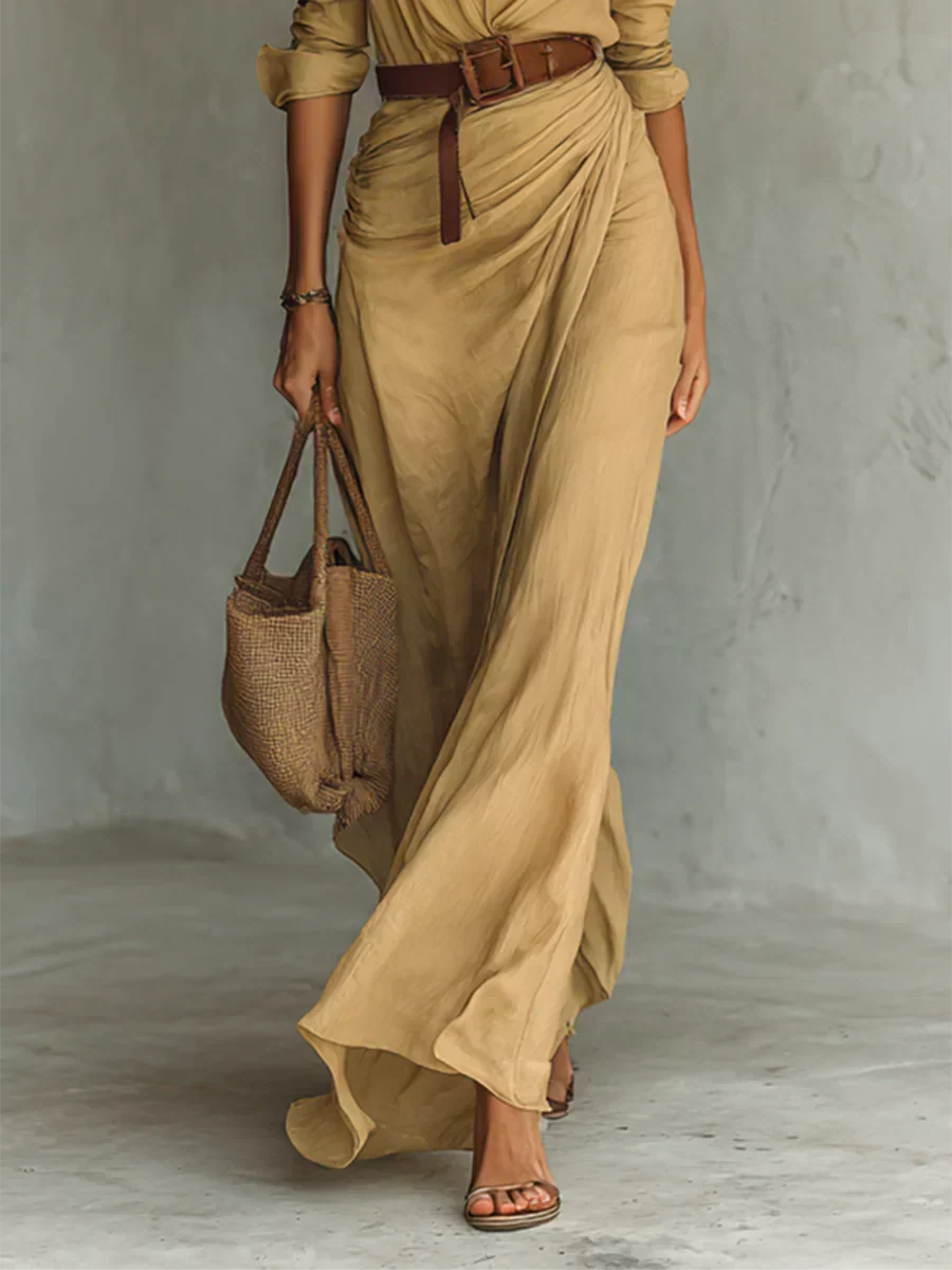 Camille | Maxi Dress with Lapels and Waist Belt