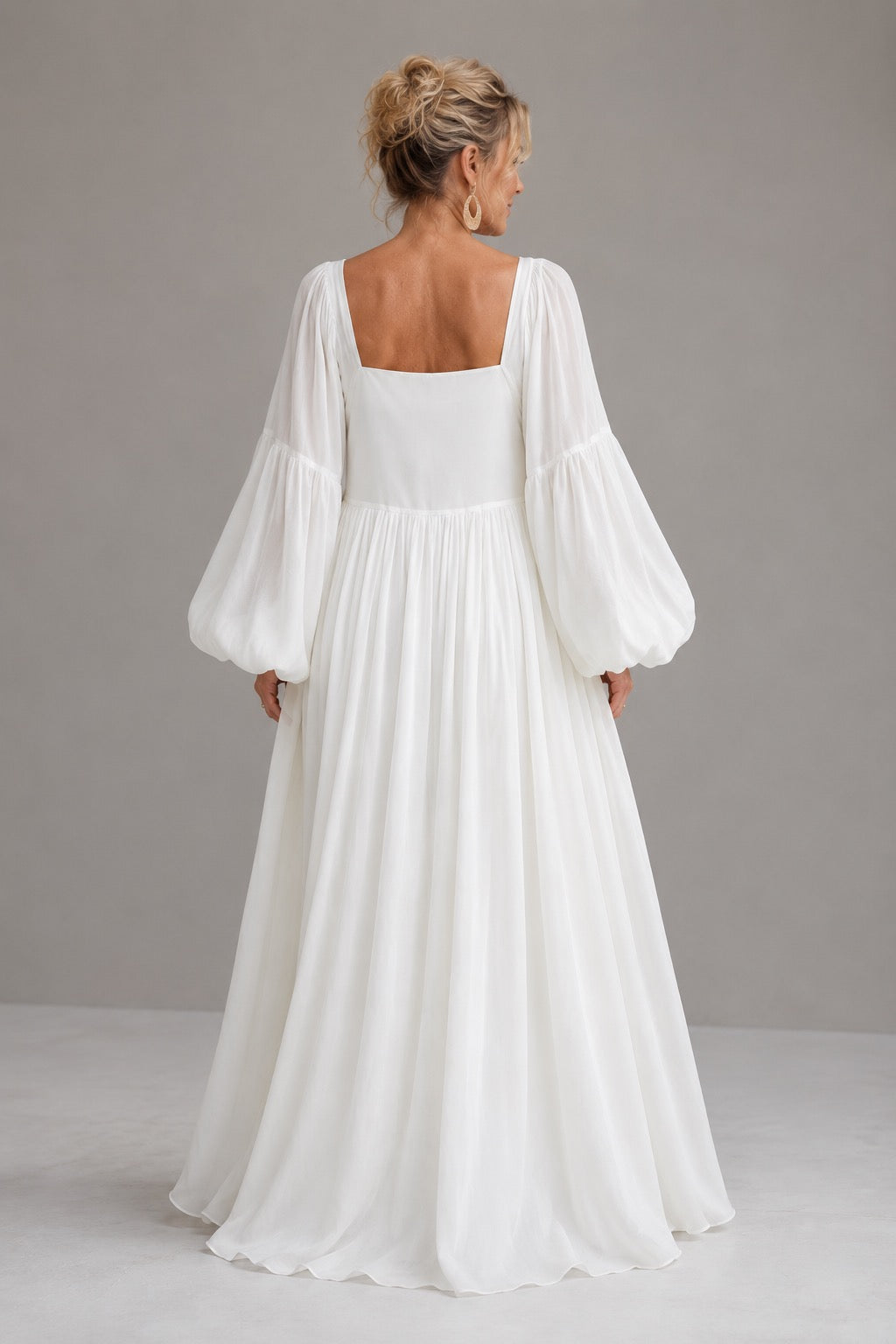 Caroline | Square-Neck Puff-Sleeve Maxi Dress
