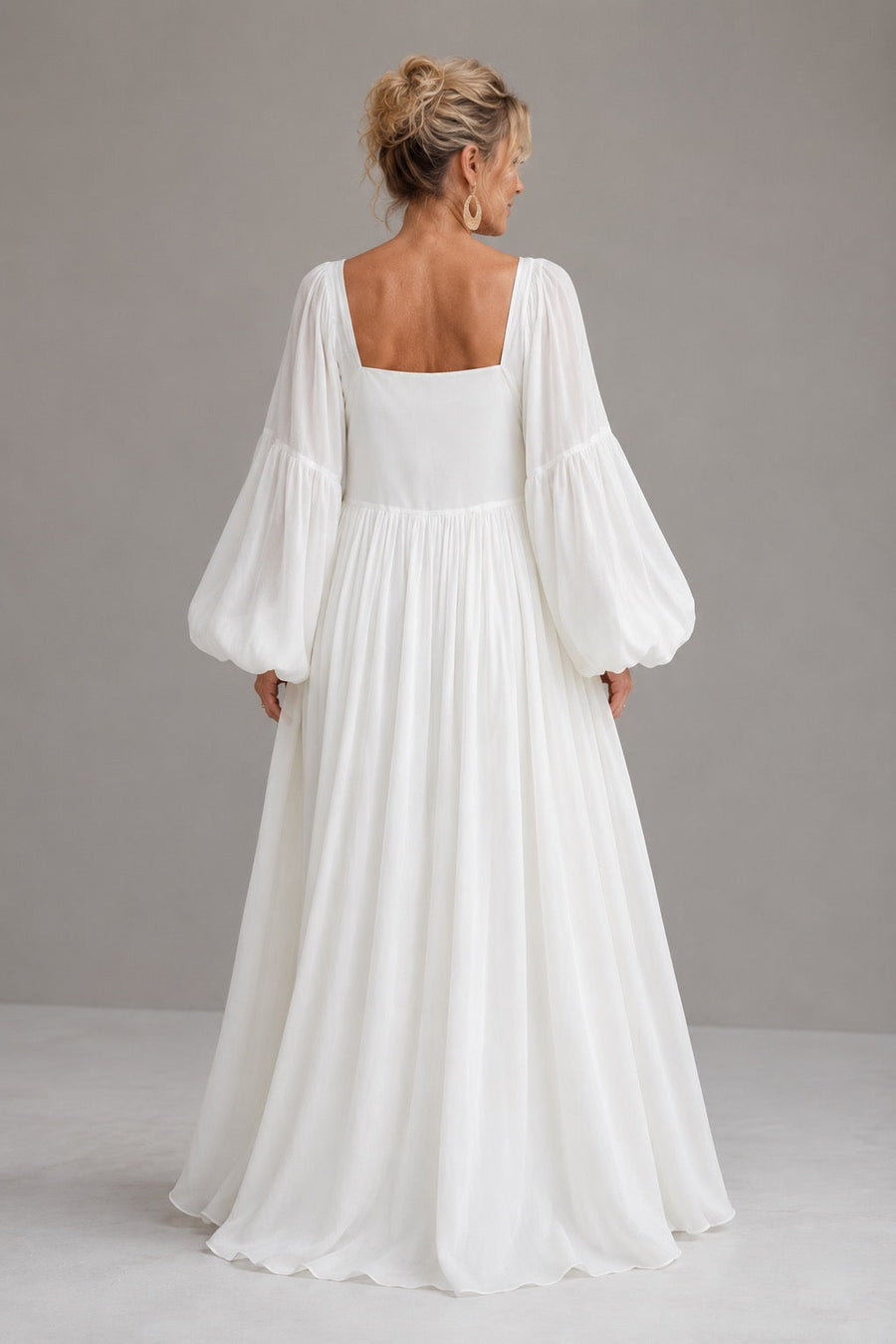 Caroline | Square-Neck Puff-Sleeve Maxi Dress