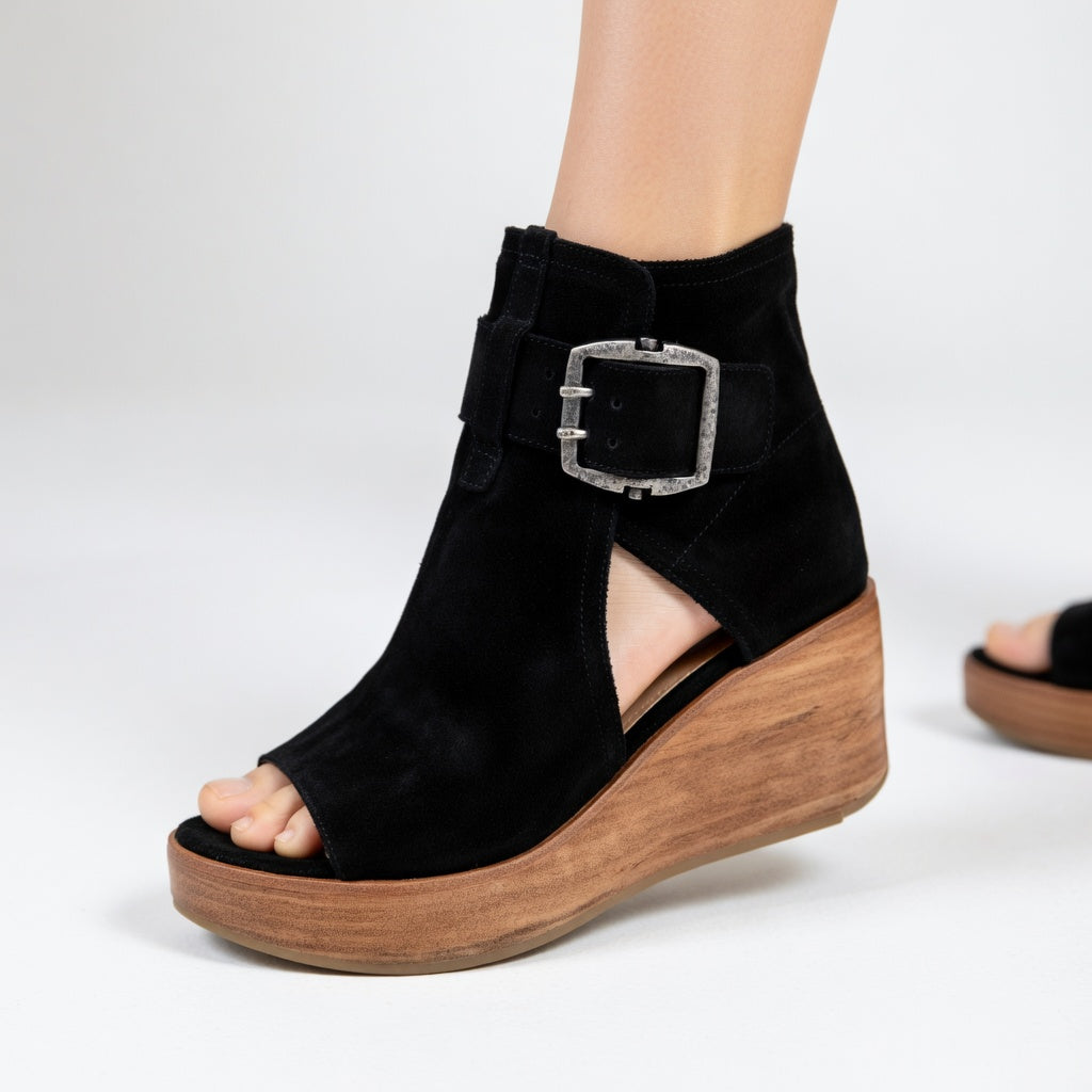 Orelisse | Modern Open-Back Wedge Ankle Boots