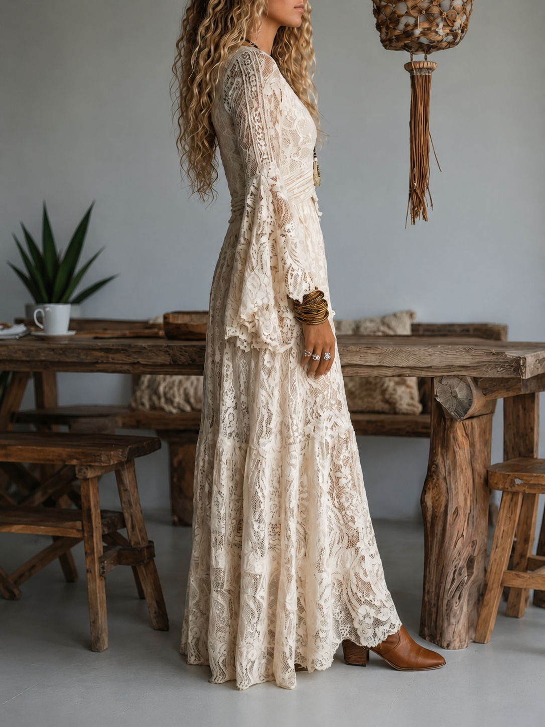 Noelene | Bell-Sleeve Maxi Dress