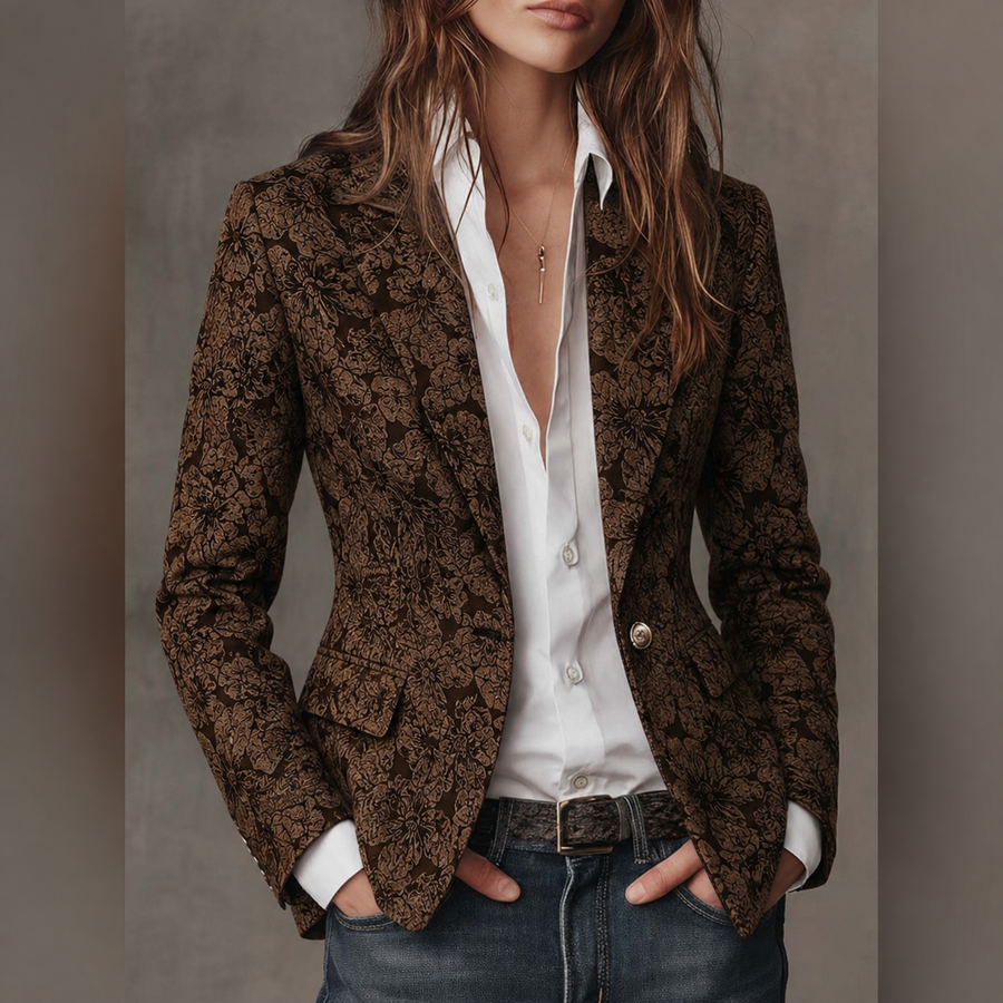 Georgina | Paisley Jacquard Fitted Blazer