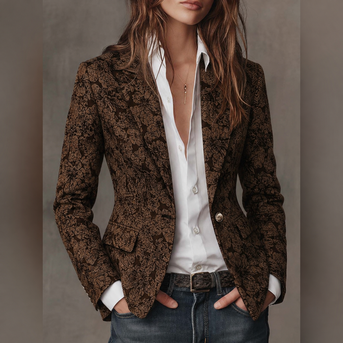 Georgina | Paisley Jacquard Fitted Blazer