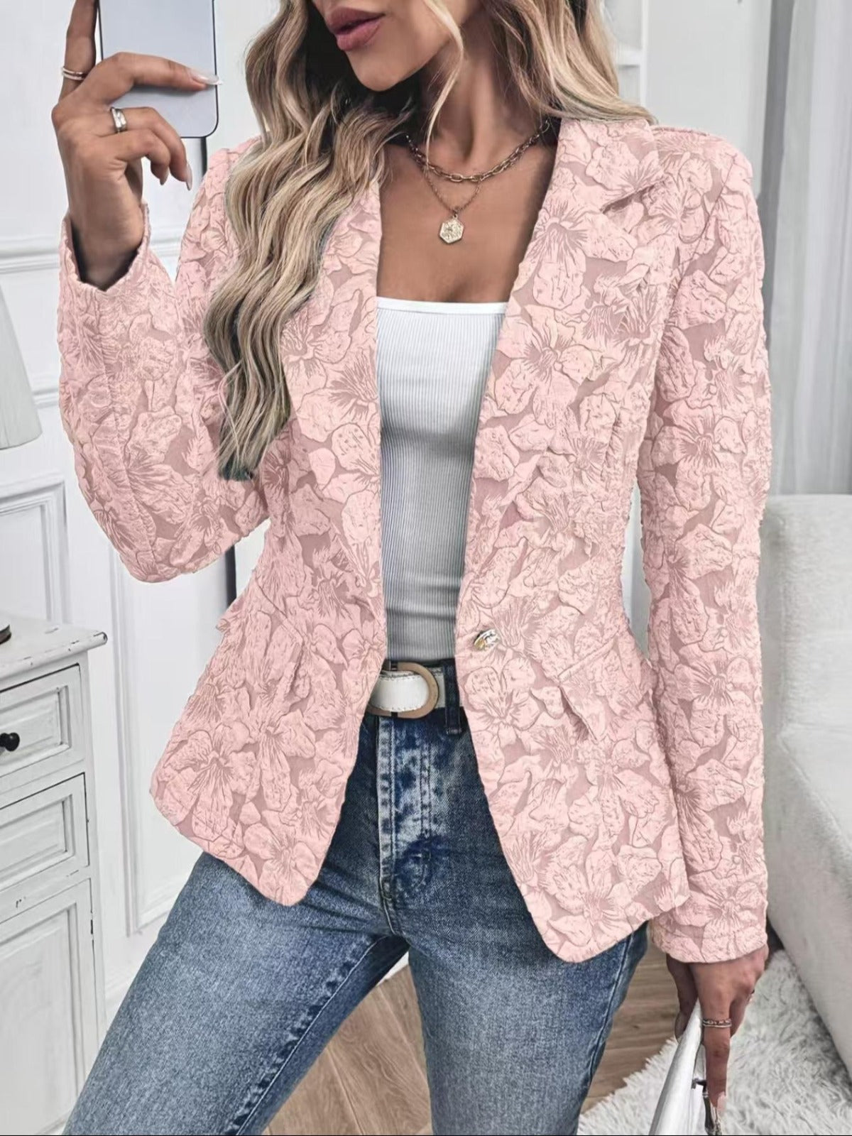 Georgina | Paisley Jacquard Fitted Blazer