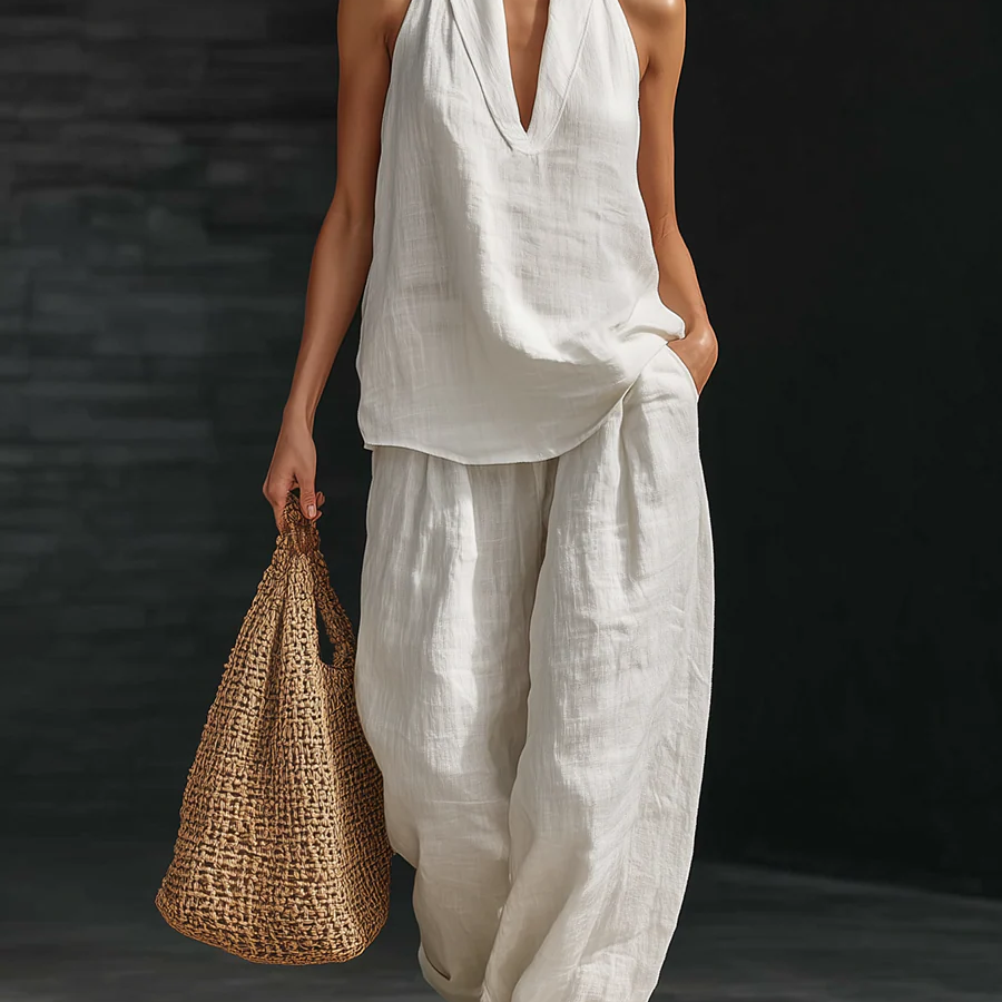 Zoë | Sleeveless Set with Wide-Leg Trousers
