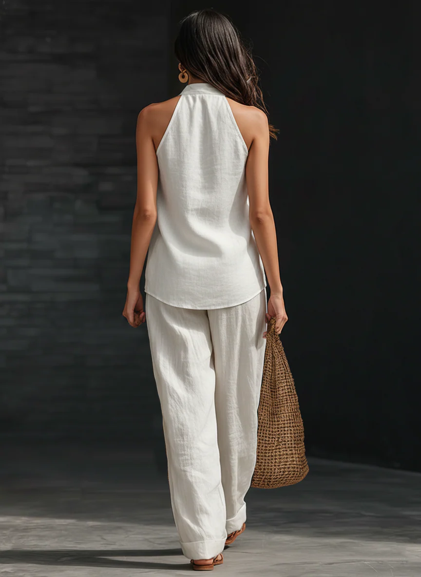Zoë | Sleeveless Set with Wide-Leg Trousers