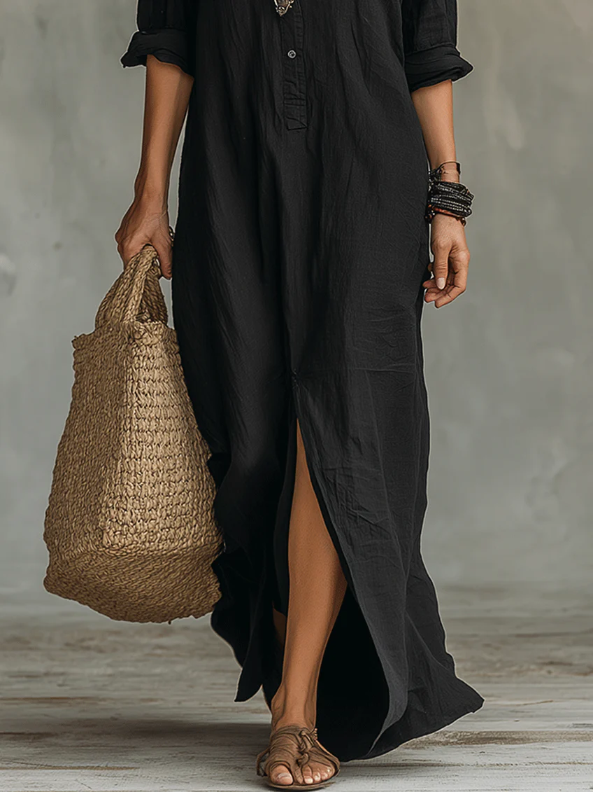 Veronica | Button-Front Long Maxi Dress