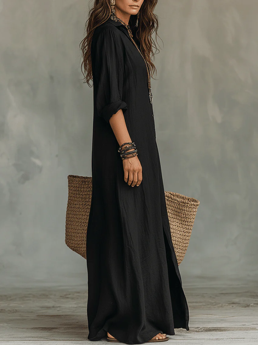 Veronica | Button-Front Long Maxi Dress