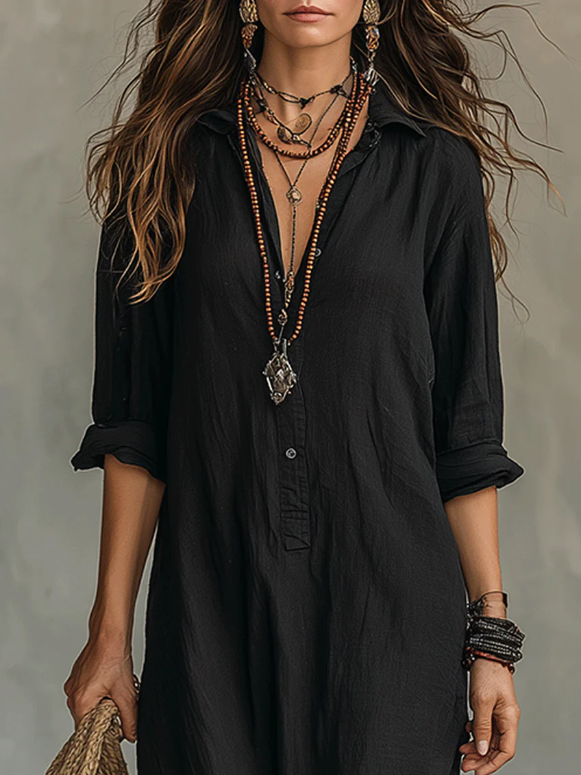 Veronica | Button-Front Long Maxi Dress