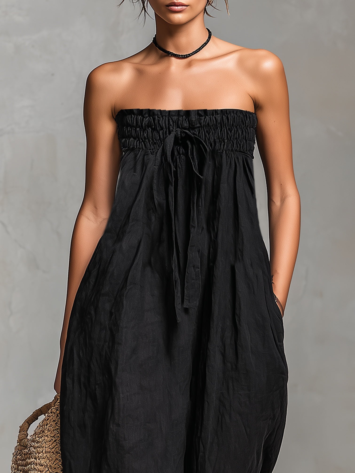 Nina | Strapless Jumpsuit with Bow Detail