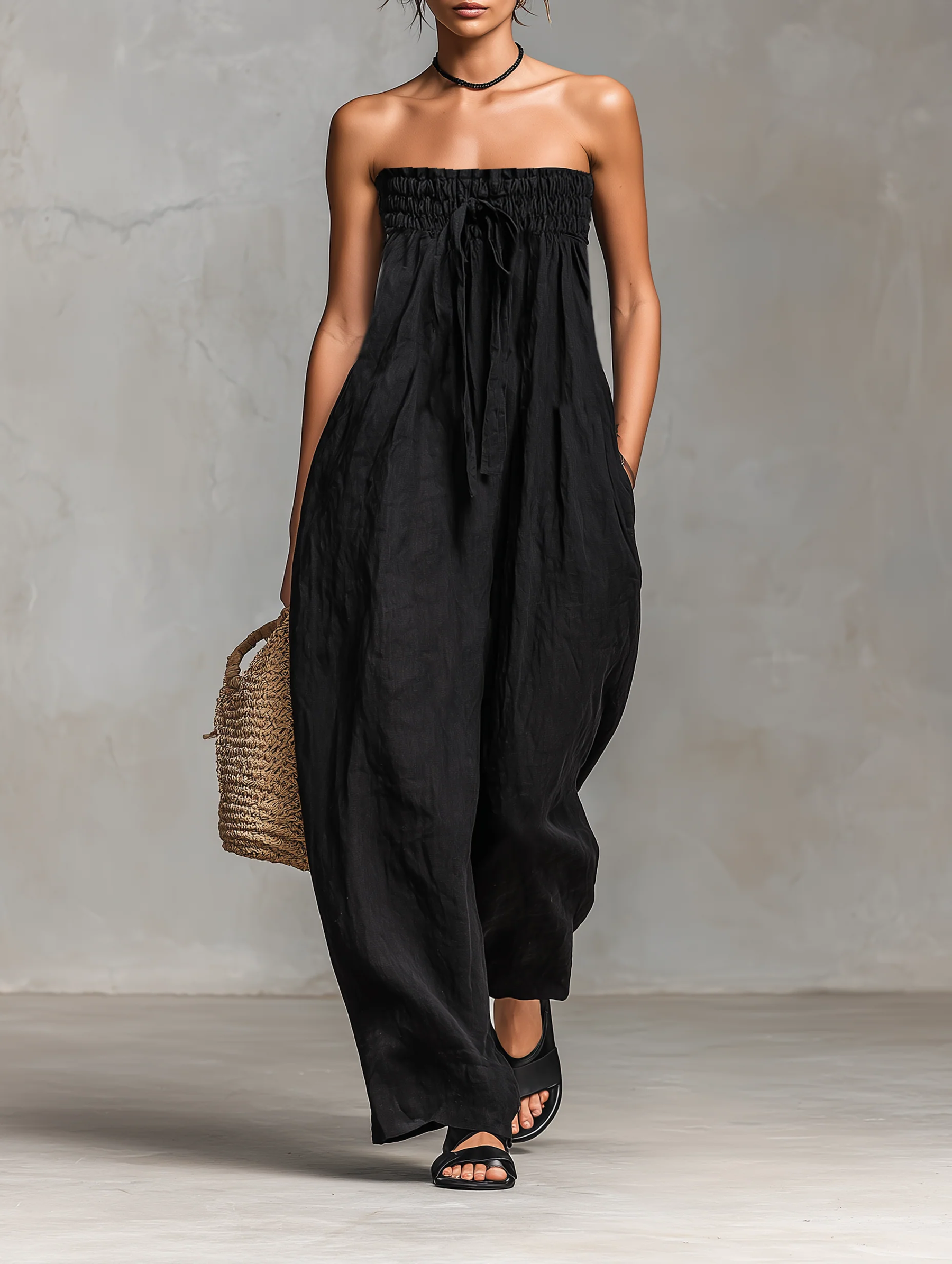 Nina | Strapless Jumpsuit with Bow Detail