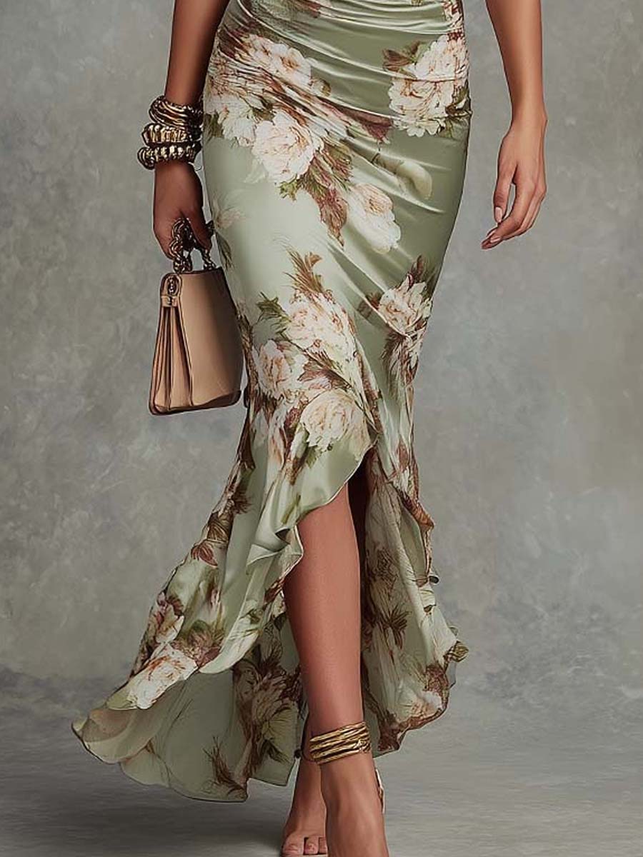Camelia • Floral Print Satin Dress