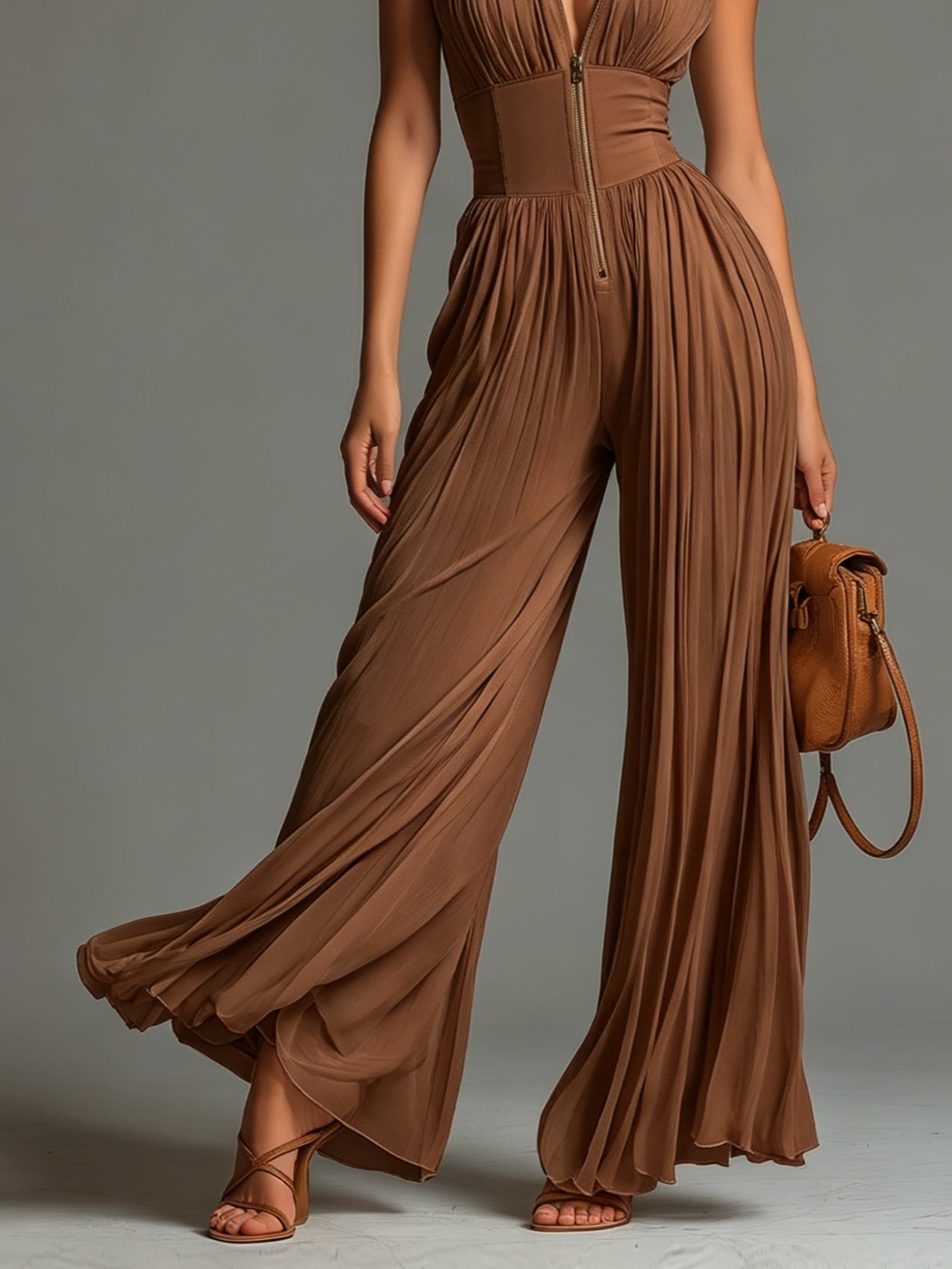 Thea | Caramel Wide-Leg Jumpsuit