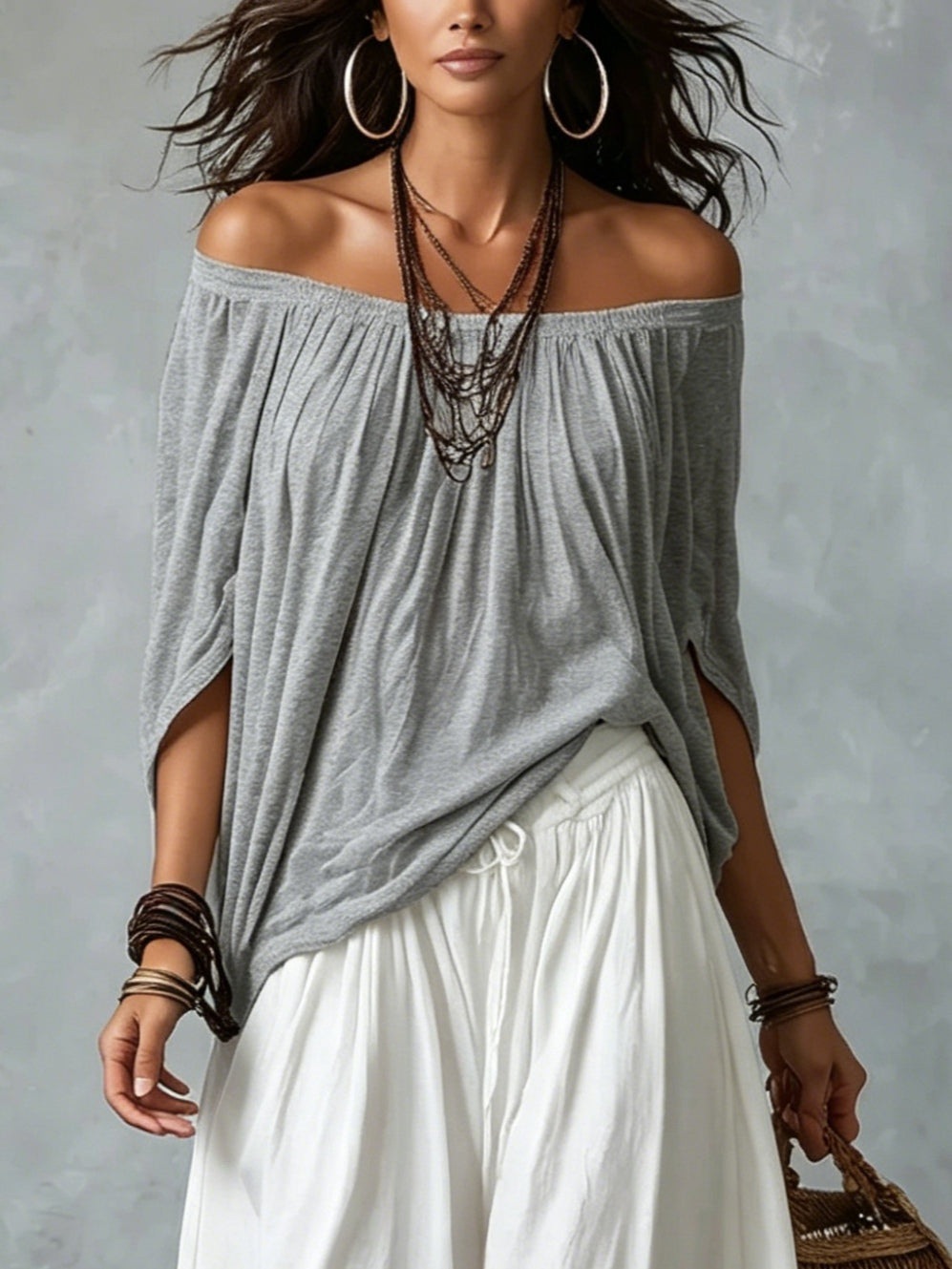 Luna - Off-Shoulder Set and Fluid Pants