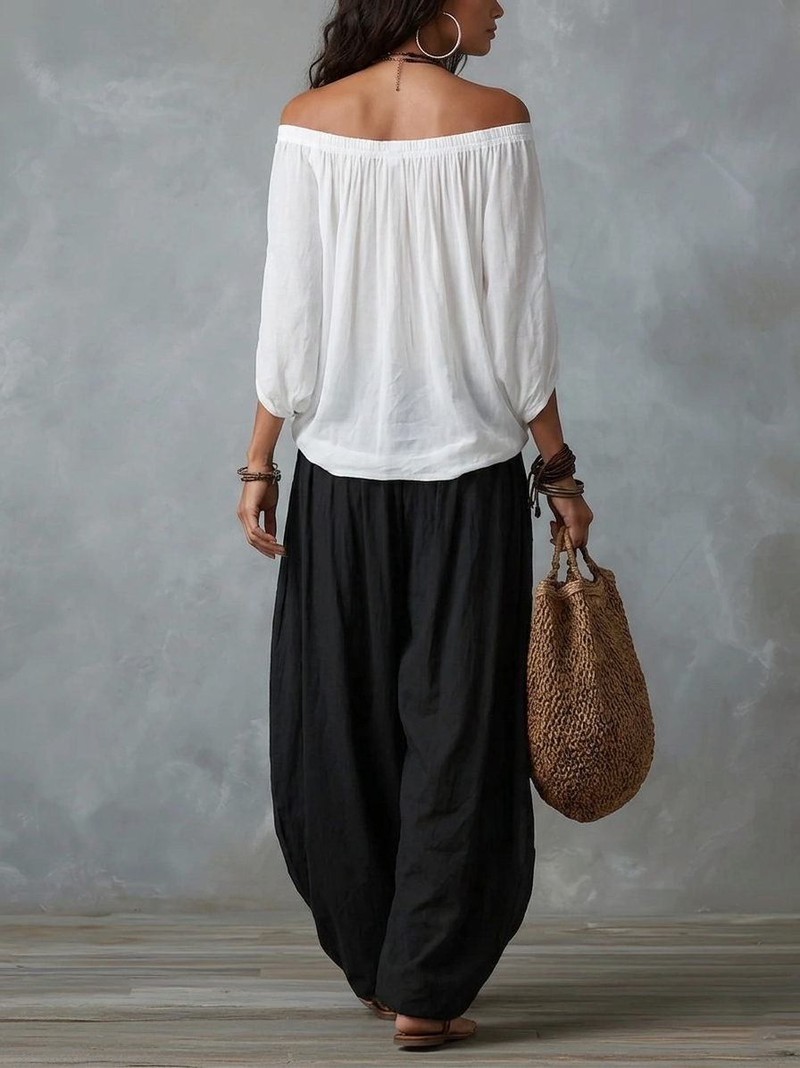 Luna - Off-Shoulder Set and Fluid Pants