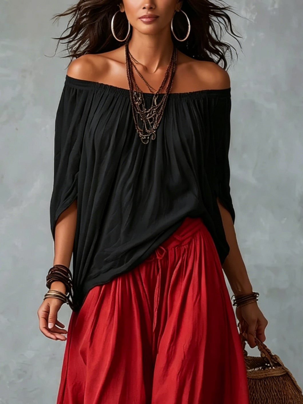 Luna - Off-Shoulder Set and Fluid Pants