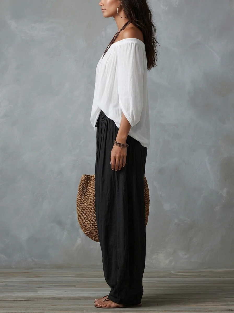 Luna - Off-Shoulder Set and Fluid Pants