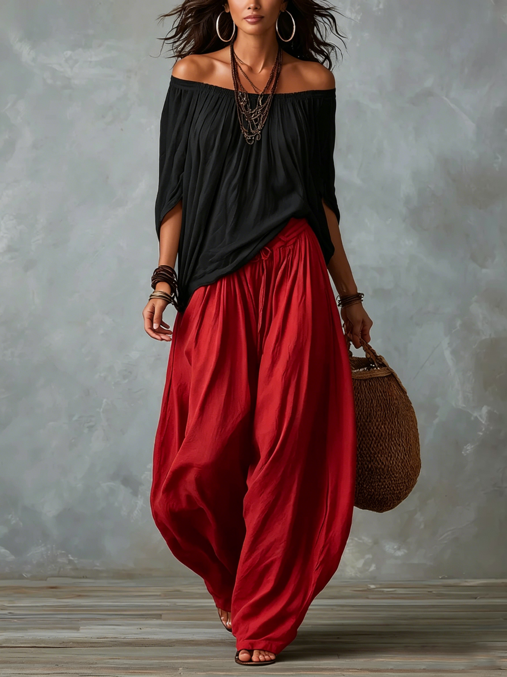 Luna - Off-Shoulder Set and Fluid Pants
